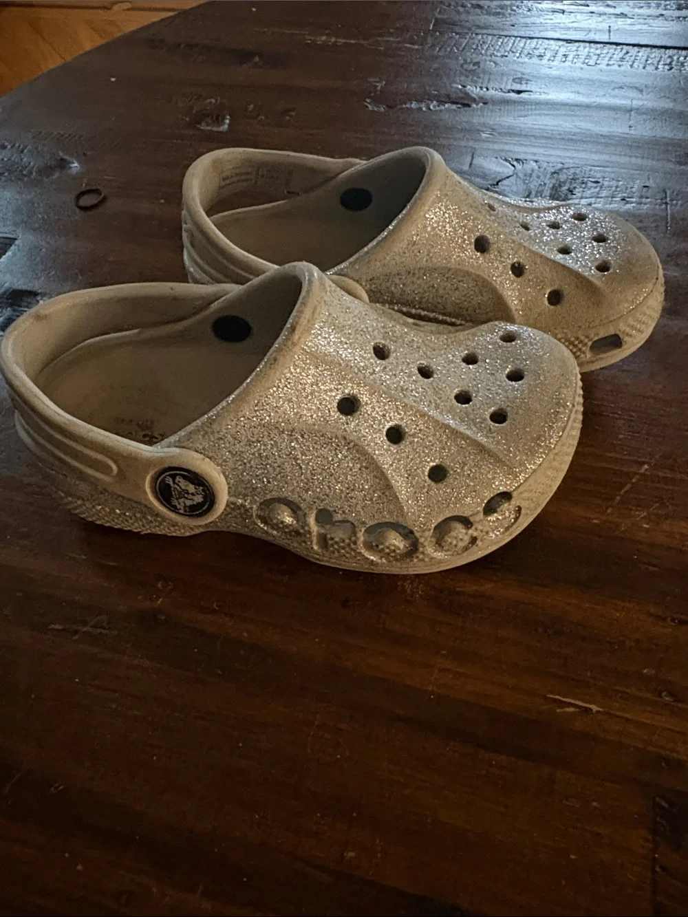 CROCS Kids Glitter Classic Clog - Silver Sparkle